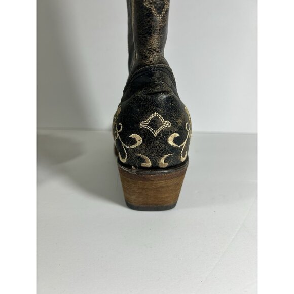 Vintage 90s Western Cowboy Boots Leather Filagree Floral Embroidered Womens 7 - Picture 12 of 12